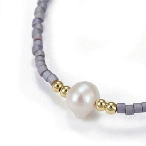 Handcrafted Real Freshwater Pearl Thistle Purple Japanese Glass Beads Bracelet